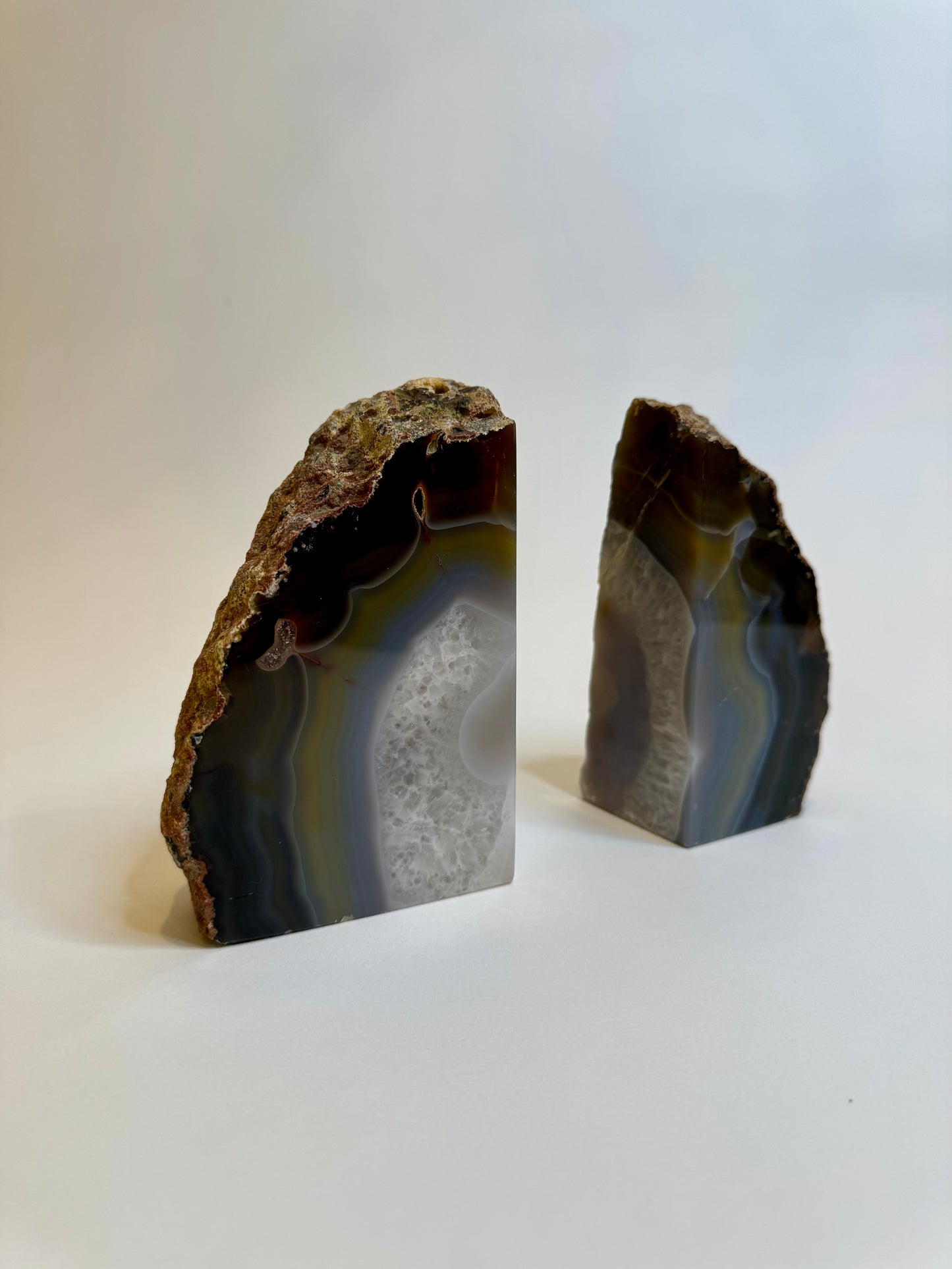 Black Crystal Agate Bookends
