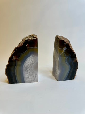 Black Crystal Agate Bookends