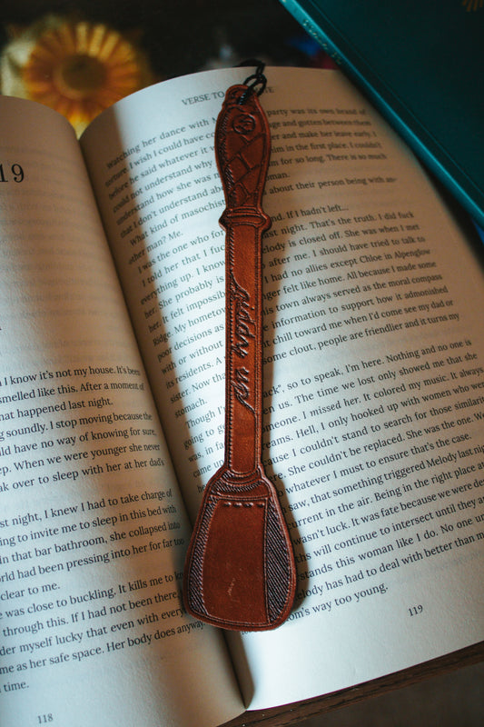 "Giddy Up" Leather Riding Crop Bookmark