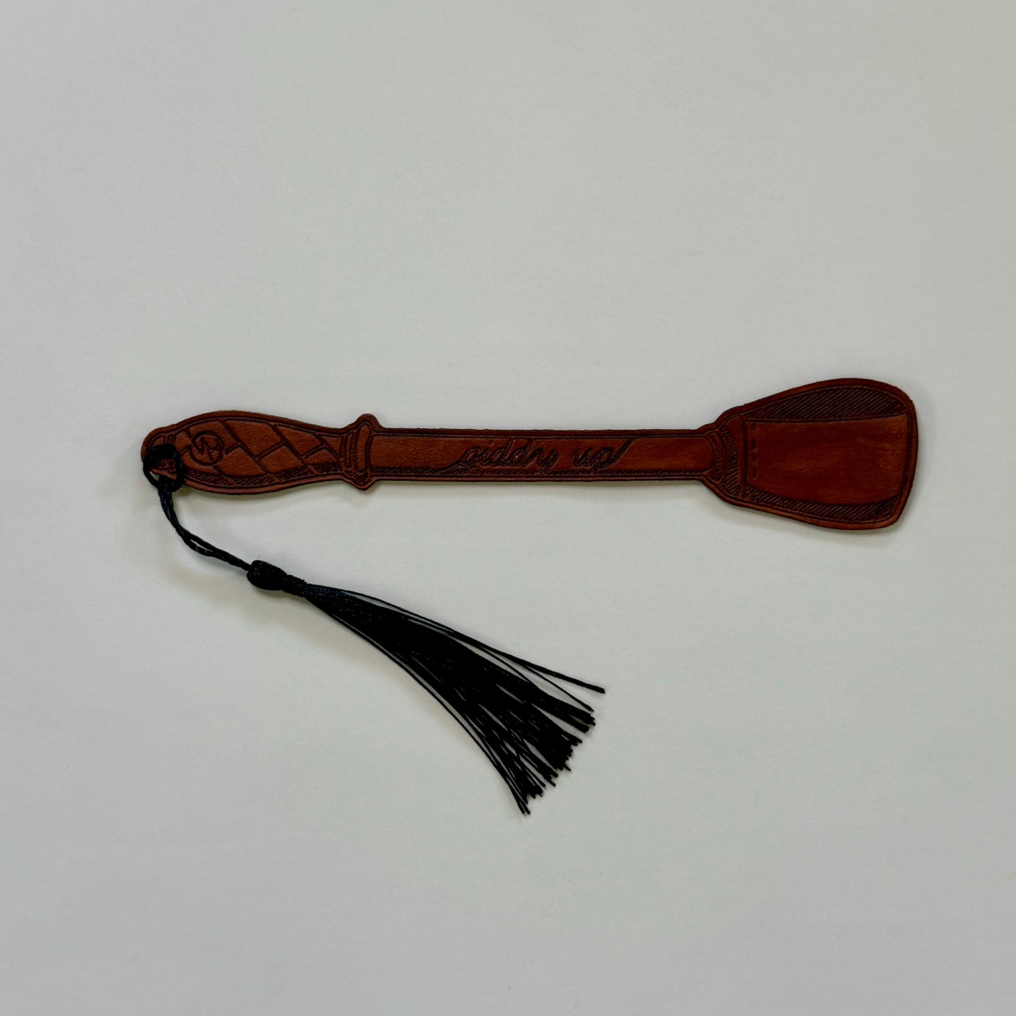 "Giddy Up" Leather Riding Crop Bookmark