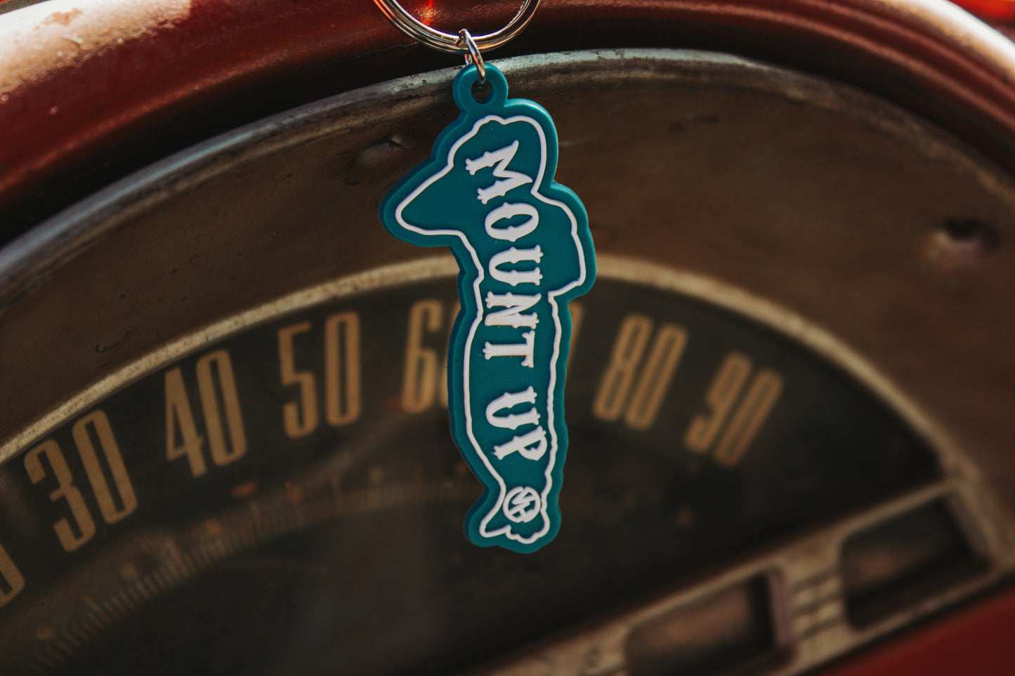 Mount Up Cowboy Retro PVC Keychain