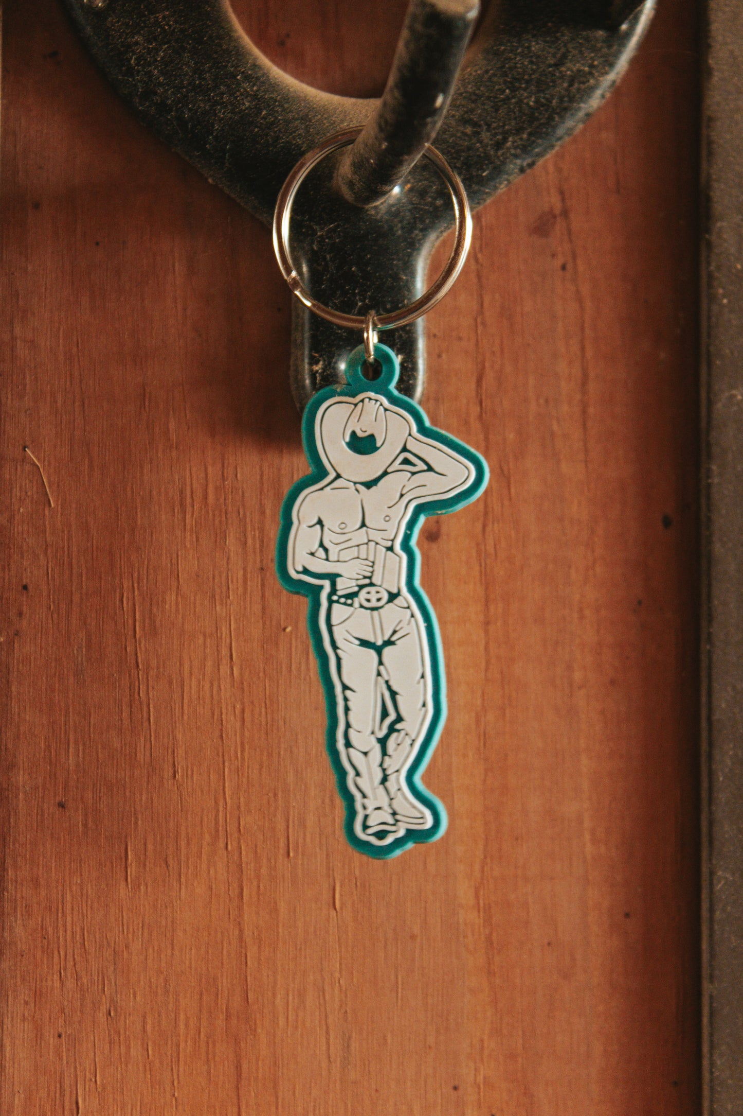 Mount Up Cowboy Retro PVC Keychain